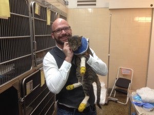 A bright moment came when Quentin, a man who lost his home to the Butte Fire, was reunited with his cat, Catsby.
