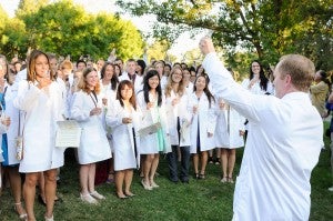 Dean Lairmore welcomes the incoming Class of 2015 at the annual White Coat Ceremony.
